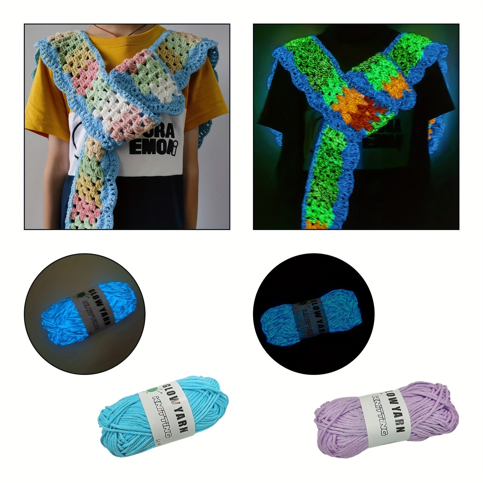 Glow In The Dark Yarn Luminous Cotton Yarn Soft Yarn For DIY Knitting