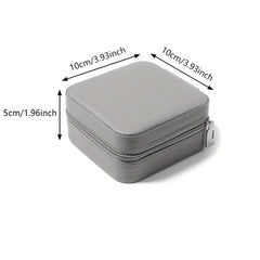Portable PU Leather Jewelry Storage Box with Zipper - Home & Travel Organizer