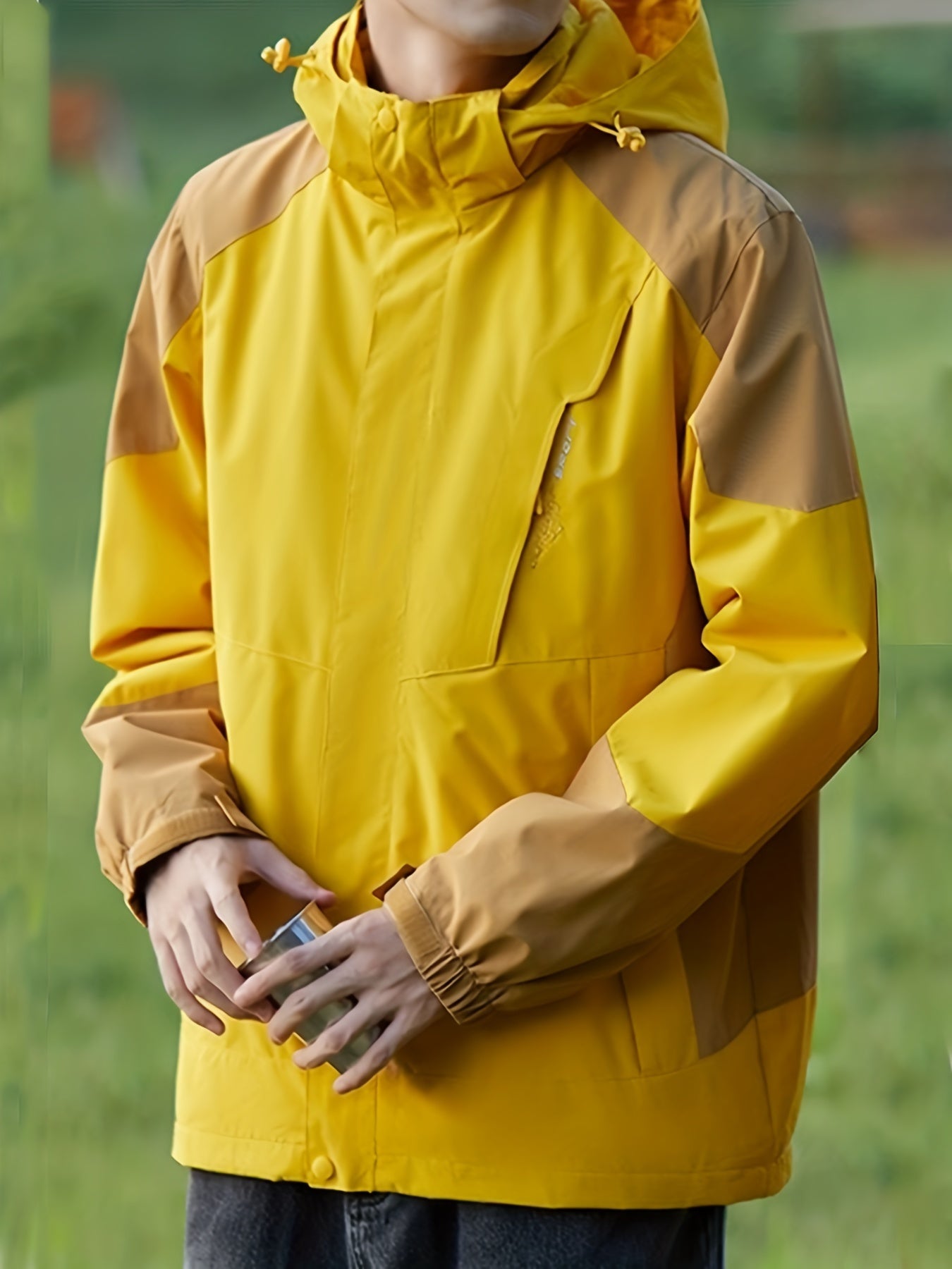Men's Waterproof Windbreaker Detachable Inner Liner Active Zip Up Hooded Jacket