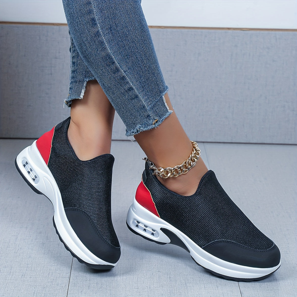 Women's Platform Knit Sneakers Slip-on Casual Shoes