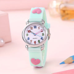 Colorful 12 Numbers Children's Cartoon Student Heart Band Wrist Watch
