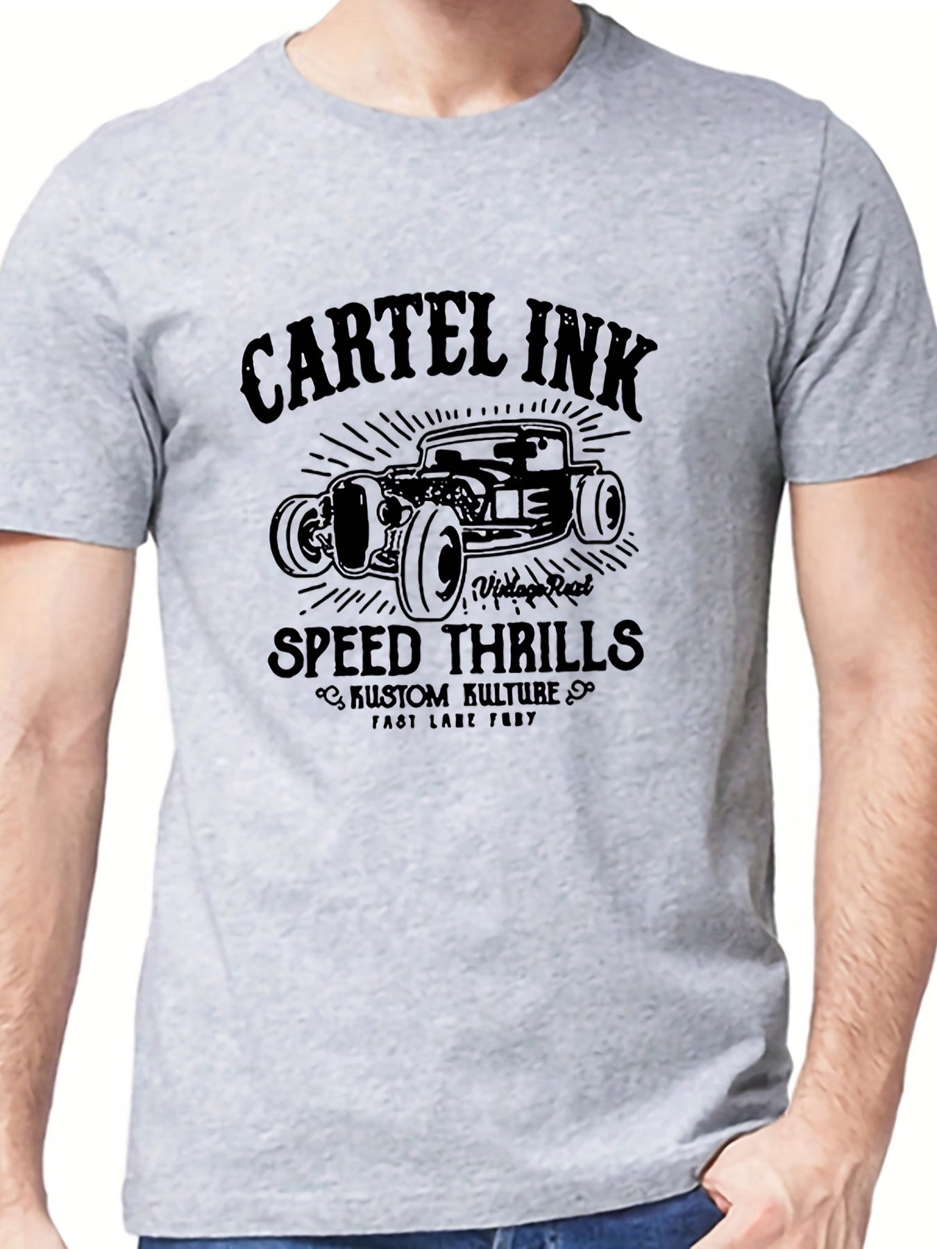 Men's Classic Car Graphic T-shirt for Summer Outdoor Wear