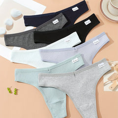 7pcs Seamless Solid Thongs Stretchy Intimates Panties Women's Lingerie