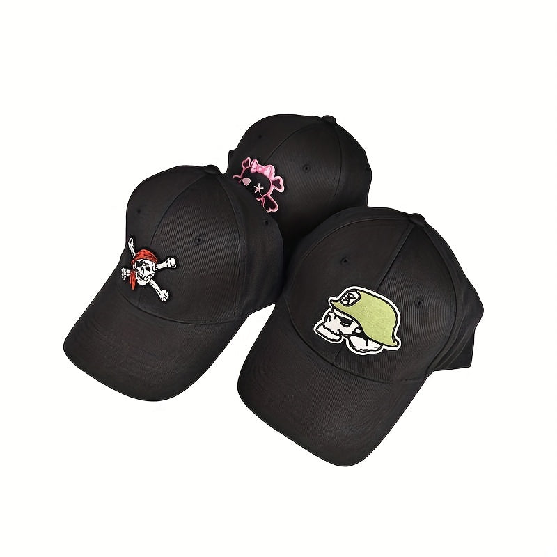 Gothic Skull Patch Baseball Cap Hip Hop Anime Cotton Dad Hats Adjustable