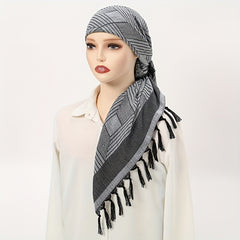 Grey Tactical Scarf Desert Keffiyeh Head Neck Scarf Arab Tassel Wrap