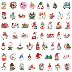55pcs Christmas Gnome Stickers Pack Cartoon Vinyl Waterproof Stickers