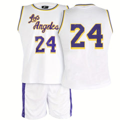 Youth Basketball Jersey Set 24 Print Breathable Boys
