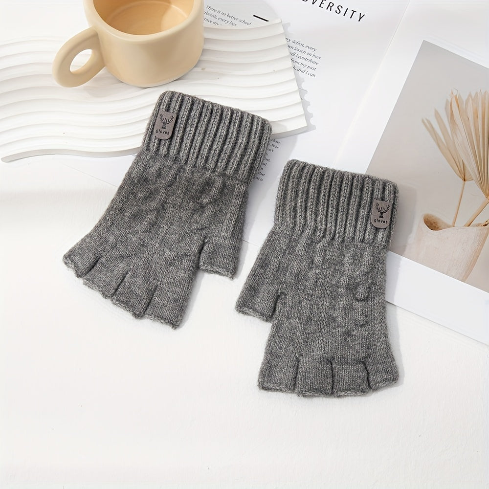 Alpaca Warm Half Finger Gloves Plus Velvet Surface for Autumn/Winter