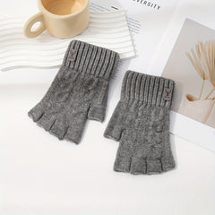 Alpaca Warm Half Finger Gloves Plus Velvet Surface for Autumn/Winter