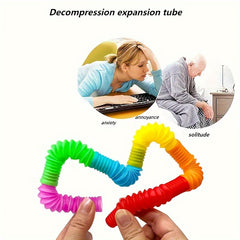 12pcs Colorful Elastic Pop Tubes Sensory Stretch & Squawk Toys for Relax