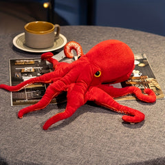 15in Red Octopus Soft Stuffed Toy Lifelike Marine Animal Doll Yellow Eyes