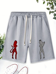 Warrior Pattern Comfy Shorts Men's Casual Elastic Waist Drawstring Shorts