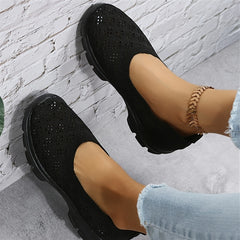 Women's Hollow Out Knit Sneakers Slip On Low Top Sports Shoes