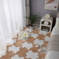 8pcs Shaggy Foam Mat Anti-slip Area Rugs for Bedroom Kitchen Living