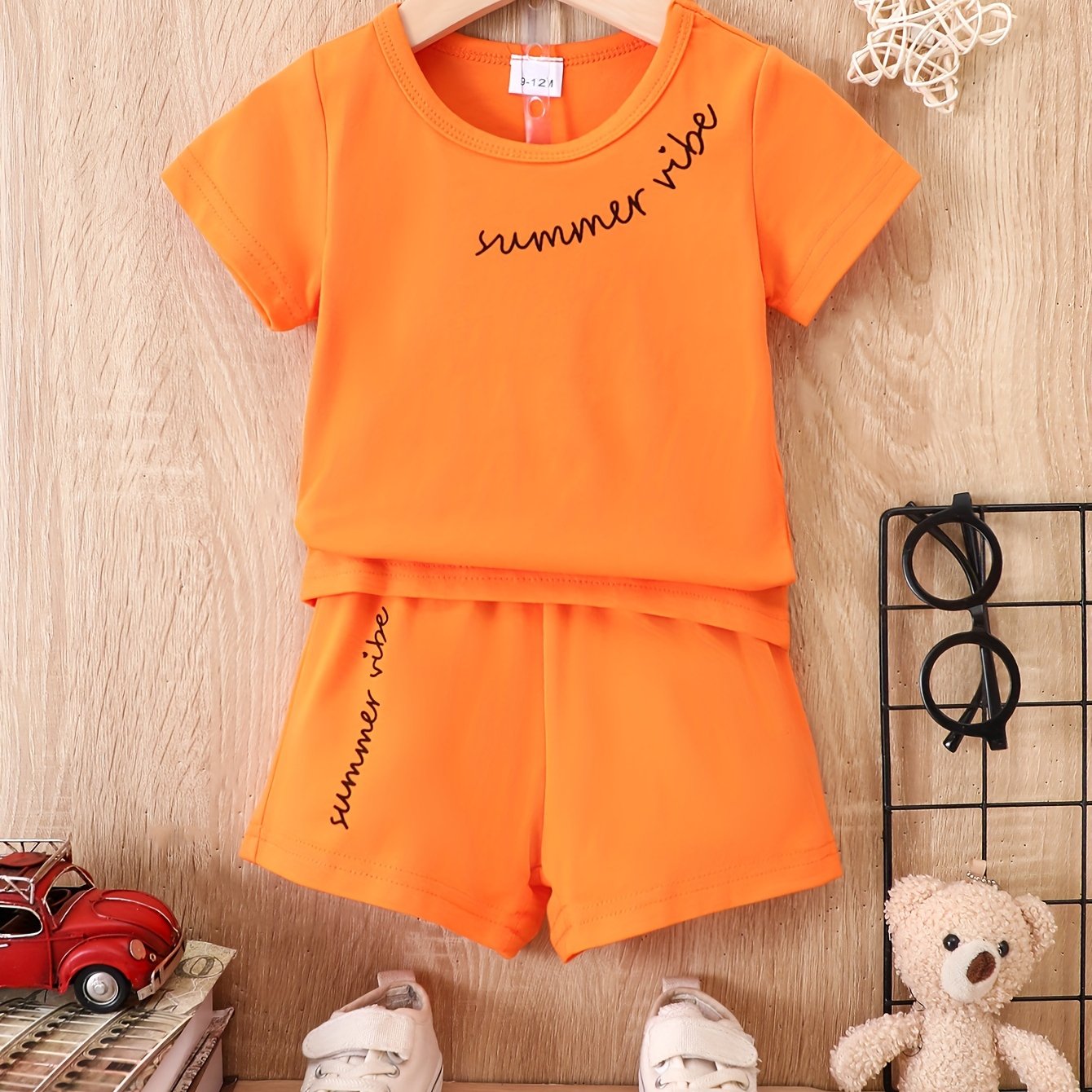 Baby Boy Casual Outfit: Letter Graphic T shirt & Shorts Set