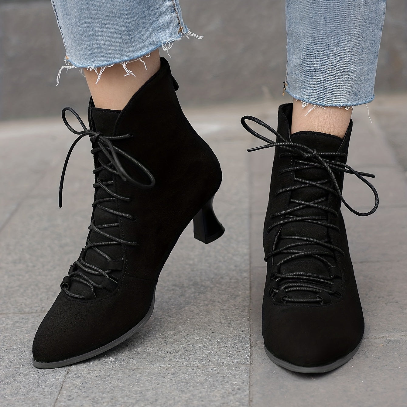 Women's Kitten Heel Boots Comfortable Pointed Toe Ankle Boots
