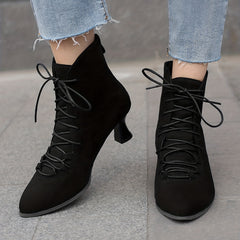 Women's Kitten Heel Boots Comfortable Pointed Toe Ankle Boots