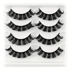 4 Pairs False Eyelashes Dramatic Curling Volume Lashes Natural Look Thick Lashes