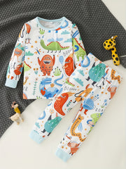 Boys Monster Pajamas Set Long Sleeves Cozy Homewear