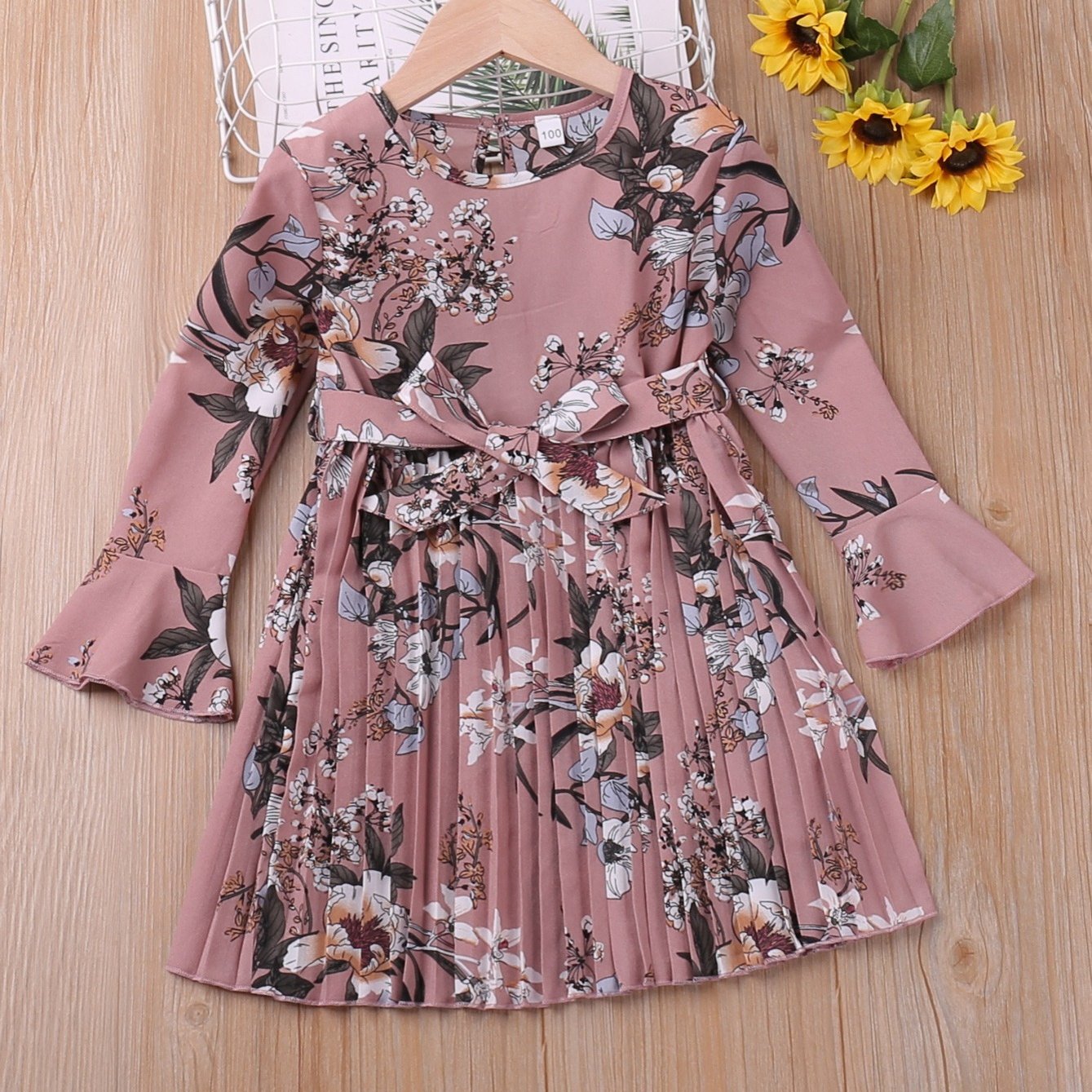 Floral Flare Long Sleeve Dress for Girls