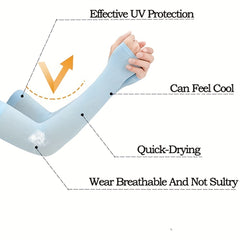 UV Protection Cooling Arm Sleeves w/ Thumb Hole for Running Cycling Biking