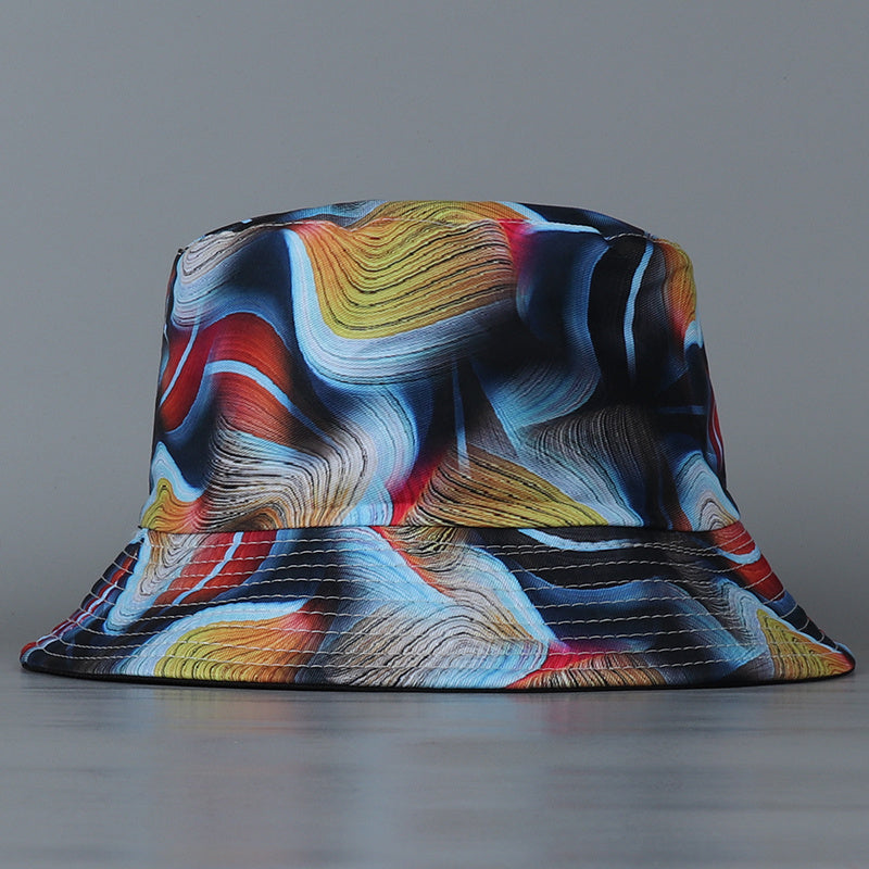 Vintage Stripe Bucket Hat Reversible Beach Travel Sun Cap