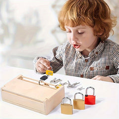 Kids Wooden Lock Box Toy Enhances Fine Motor Skills