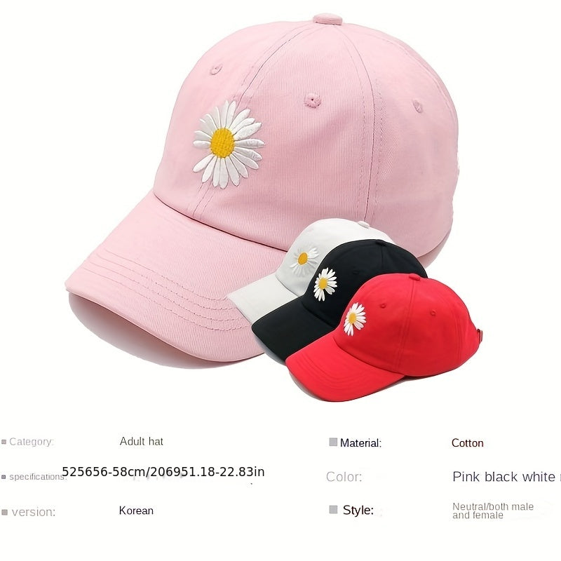 Summer Flower Embroidered Baseball Cap Unisex Sunhat Outdoor Hip Hop Hat