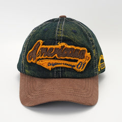 Unisex Sunshade Adjustable Baseball Cap Denim Stitching Embroidery