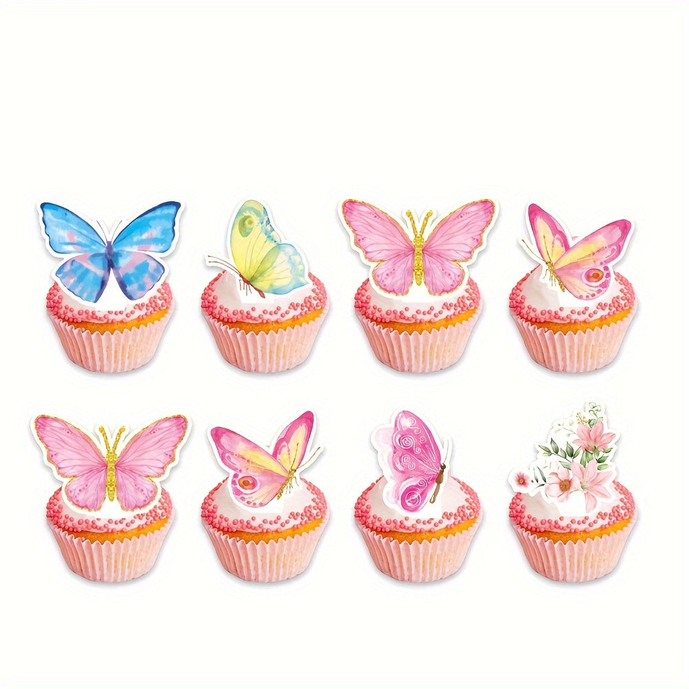 Butterfly Theme Cake Flag Decoration Birthday Party Supplies