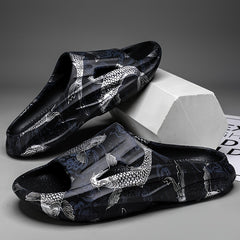 Men's Fish Print Cloud Slides Slippers Lightweight Non Slip Shoes