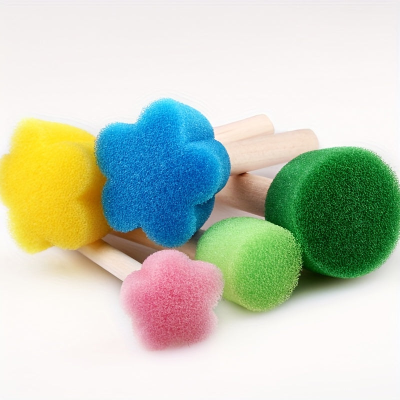 5pcs Mini Flower Sponge Stamp Set - 5 Colors - Students Painting Sponge Stamp