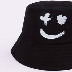 Smiling Face Fisherman Hat Print Bucket Hat Unisex Sunshade Basin Hat