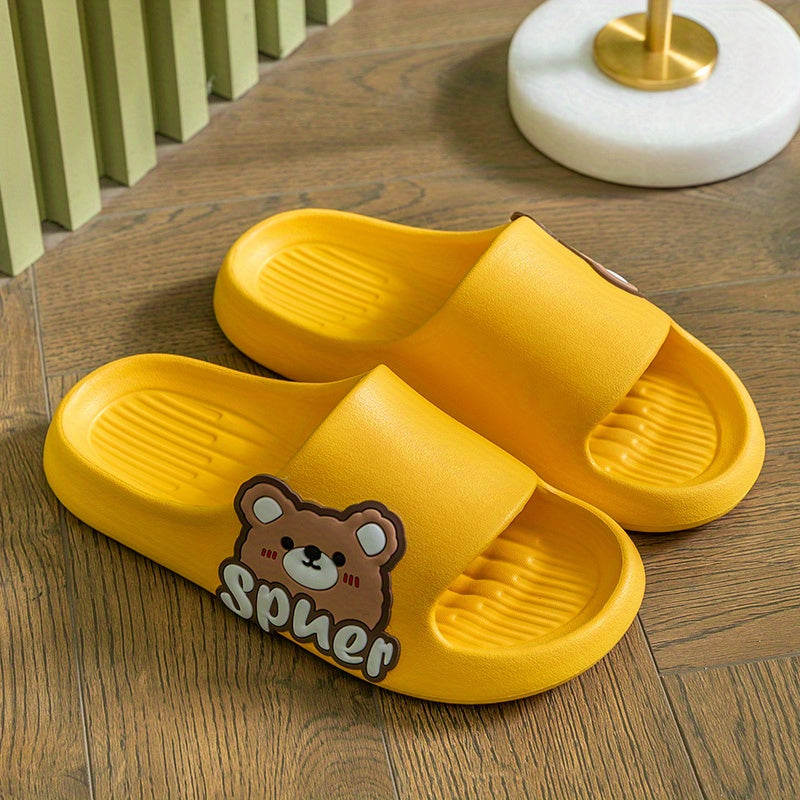 Women's Bear Print Pillow Slides Soft Sole Lightweight Indoor Shoes