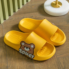 Women's Bear Print Pillow Slides Soft Sole Lightweight Indoor Shoes