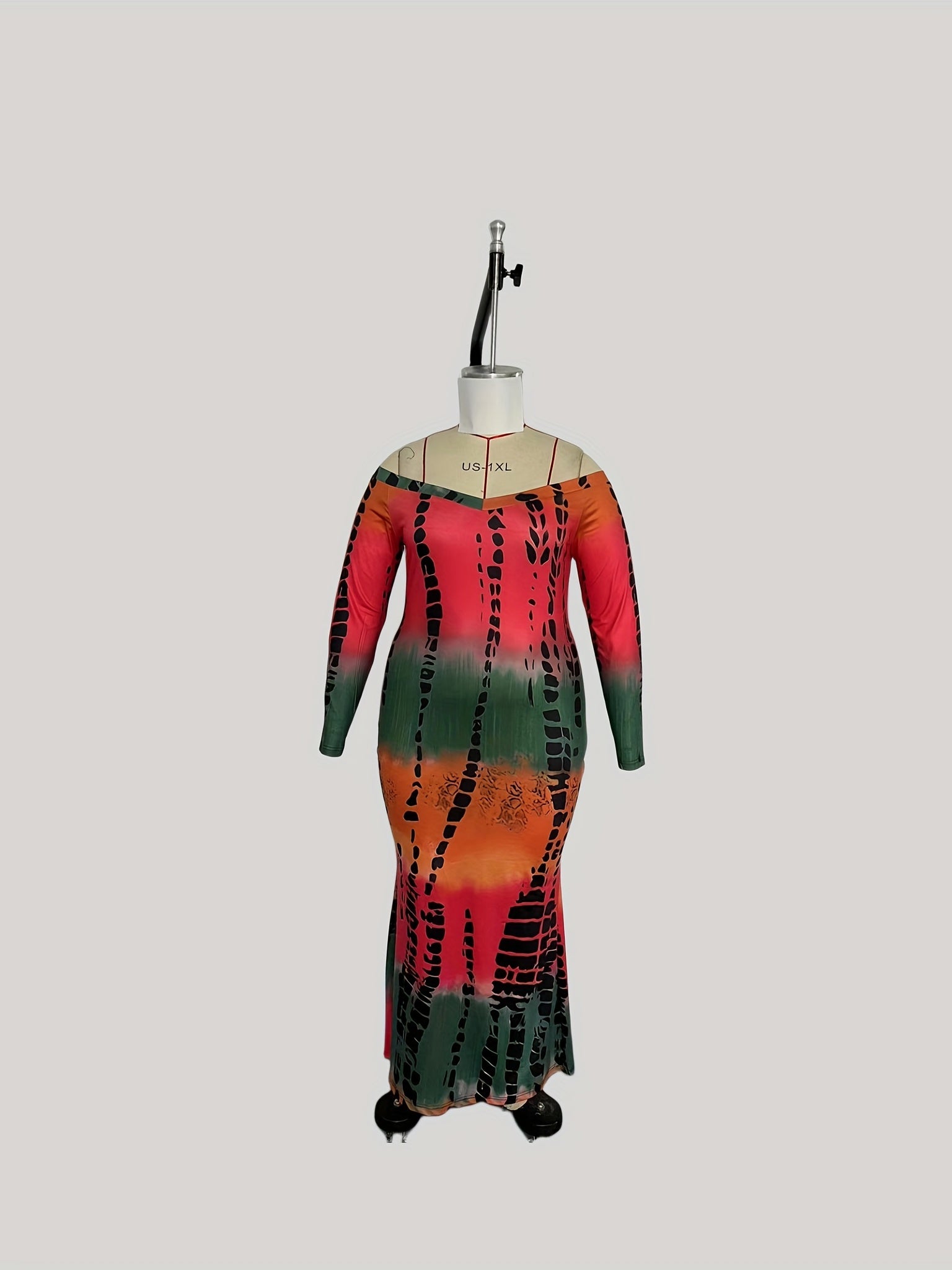 Ombre Print Off Shoulder Bodycon Maxi Dress