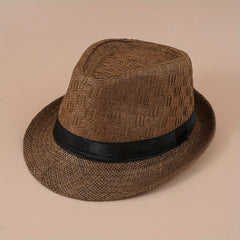 Vintage Fedora Cap Straw Sun Hat Lightweight Breathable Trilby Hats