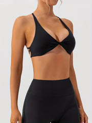 Twist Front Sport Halter Bra Cross Back Intimates Bra