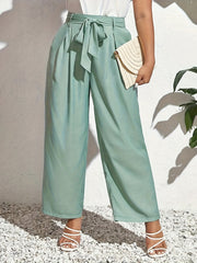 Women's Wide Leg Trousers With Belt