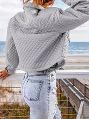 Women's Long Sleeve Zipper Button Crop Jacket Coat