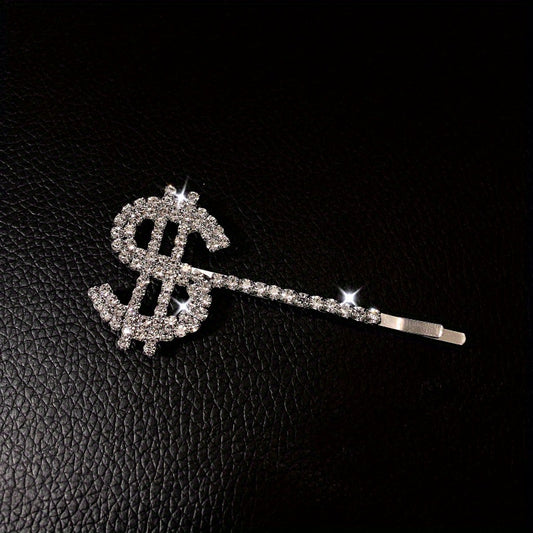 Y2K Alloy Hairpin Rhinestone Dollar Sign Hairpin For Women Girls
