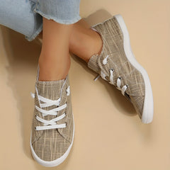 Women's Canvas Lace Up Sneakers Casual Flat Shoes