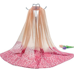 Floral Pattern Gradient Chiffon Silky Scarf Sun Protection Seaside Beach Scarf