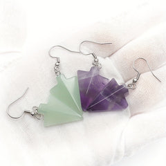 3 Pairs Arrow Head Natural Stone Drop Earrings