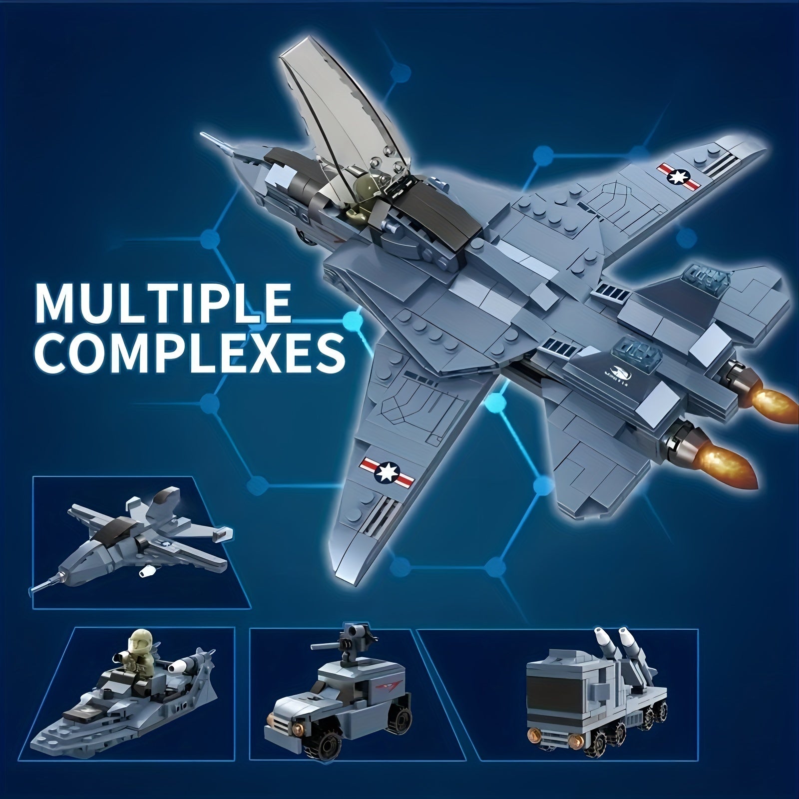 Military Airplane Fighter Toy Model Building Blocks Toy For Boys
