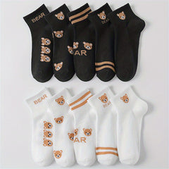 10 Pairs Cartoon Bear Socks Women's Stockings