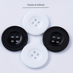 50pcs 15mm Sewing Flatback Buttons 4 Holes Plastic Resin DIY Crafts