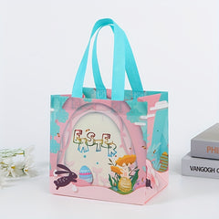 12pcs Easter Pattern Tote Bags With Handles Reusable Non Woven Bags