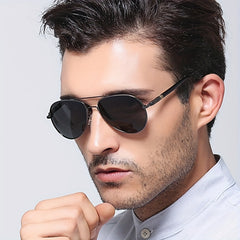 Men's Mixed Alloy Polarized Sunglasses Vintage Pilot Sun Glasses