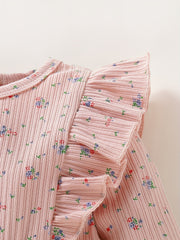 Infant Girl's Floral Print Romper Long Sleeve Bodysuit